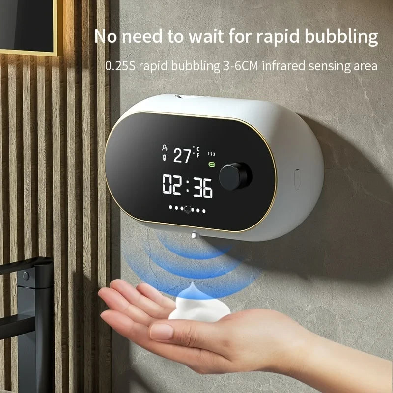 Smart Automatic Foam Washing Machine Sensor Soap Dispenser Electric Wall Mounted USB Charging with Temperature Display