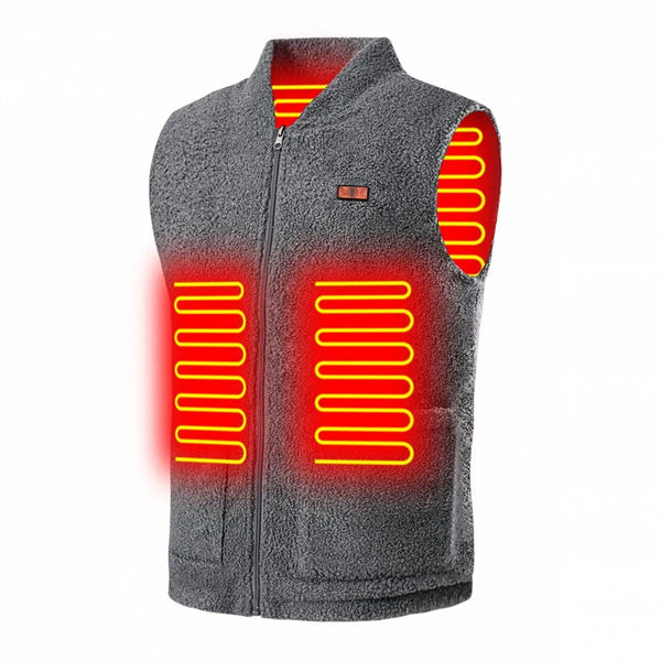 TENGOO HV-08G Heated Vest 8 Heating Areas USB Charging 3 Gear Temperature Control Grey Plush Windproof Outdoor Winter Warm Clothing