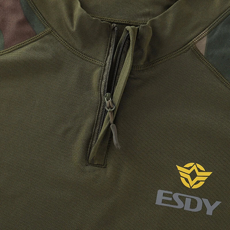 TENGOO Outdoor Sports Mens Camouflage Underwear Set Camo Training Long Sleeve Tops + Pants Suit Fitness Camping Hiking Hunting Underwear Clothes for Men