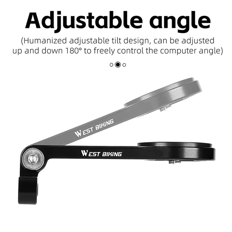 WEST BIKING Aluminum Alloy Bicycle Computer Holder Adjustable Angle Mountain Bike Headlight Sports Camera Mount Handlebar Extended Bracket