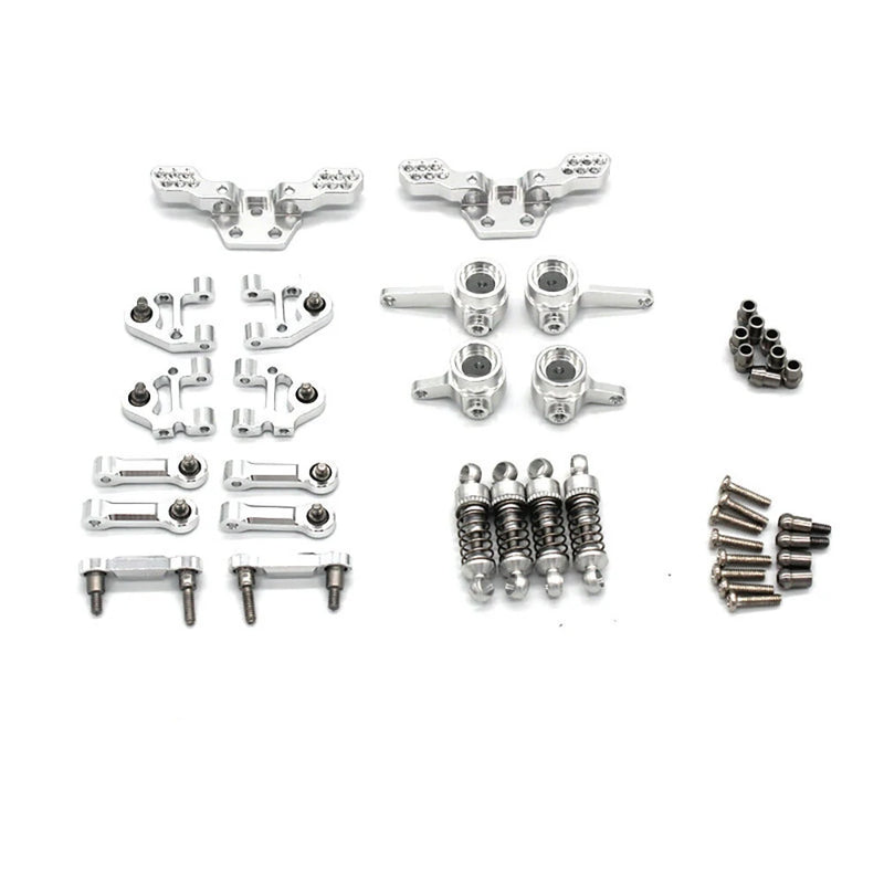 Upgraded Metal Parts Set Steering Cup Rear Wheel Seat Suspension Arm Upper Linkage Rod Shock Absorber for Wltoys 284131 284010 284161 K989 K969 1/28 RC Cars Vehicles Models Accessories
