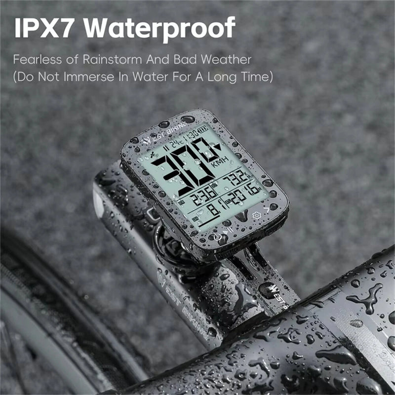 WEST BIKING XQ2 2.4'' GPS Wireless Bike Computer Auto Backlight IPX7 Waterproof Type-C Charge Speedometer for MTB Cycling