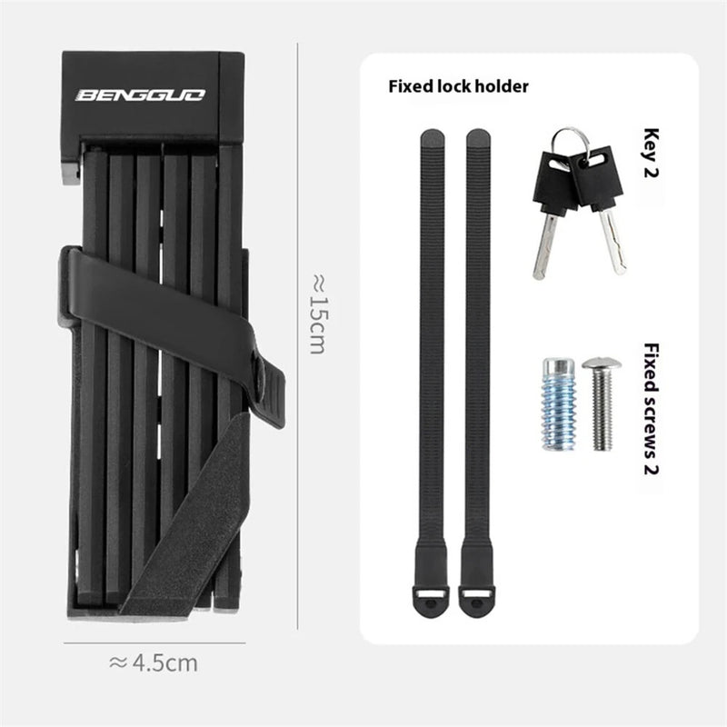 BENGGUO Mini Portable Bicycle Folding Lock Safety Anti-theft Waterproof Alloy Lock for MTB Motorcycle Electric Vehicle