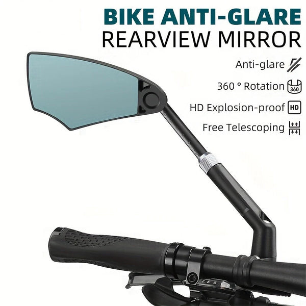 WEST BIKING HD Anti-Glare Bike Rearview Mirror 360 Rotation Adjustable Retractable Reflector for 20-23mm Bicycle Electric Scooter Handlebars