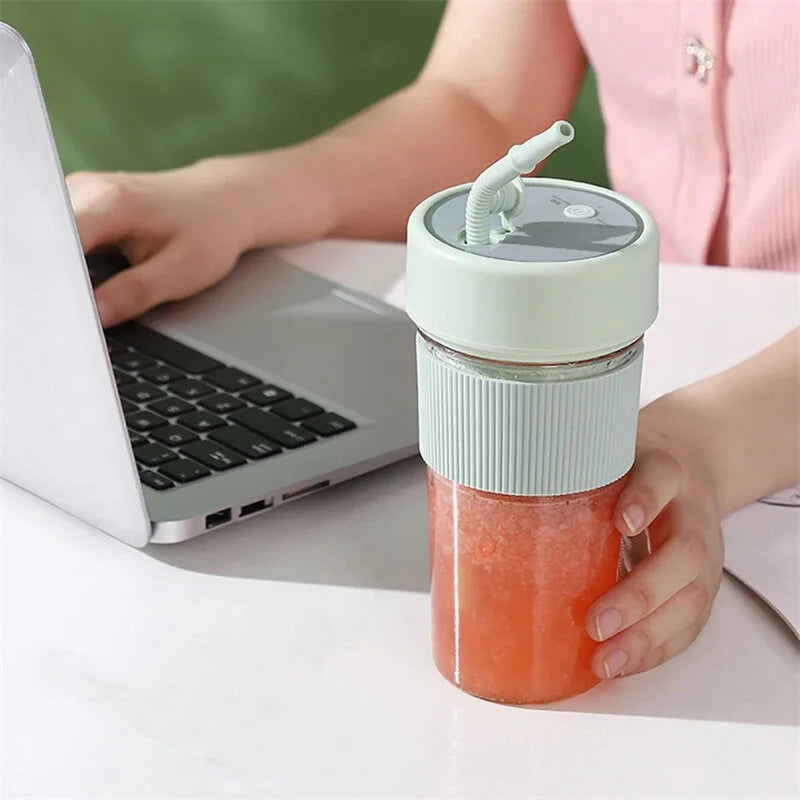 Electric Juicer Wireless Blender 350ml Portable Lightweight Straw Juices Cup Large Capacity USB Charging 6 Blade Reusable Juice Cup