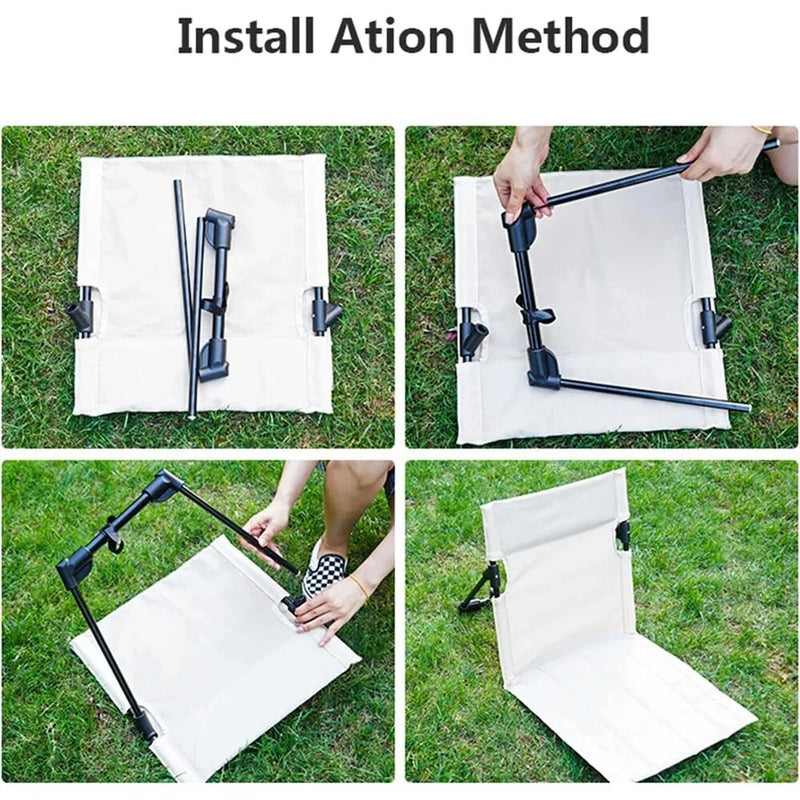 IPRee Foldable Beach Mat Lounge Camping Chair Outdoor Garden Park Single Lazy Chair Backrest Cushion Picnic Camping Folding Back Chair Beach Chairs