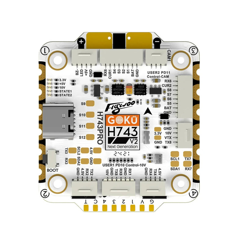 30x30mm GOKU H743 PRO Flight Controller 55A 32Bit 128K AM32 3-6S 4in1 ESC Stack for RC FPV Racing Drones Support DJI O4 / O4 Pro