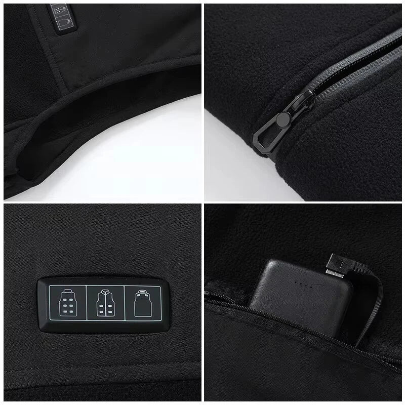 TENGOO HZ-13 13 Areas Heating Vest Zipper Adjustable Size 3-Gears Heated Jackets  USB Electric Thermal Clothing Winter Warm Vest Outdoor Heat Coat Clothing