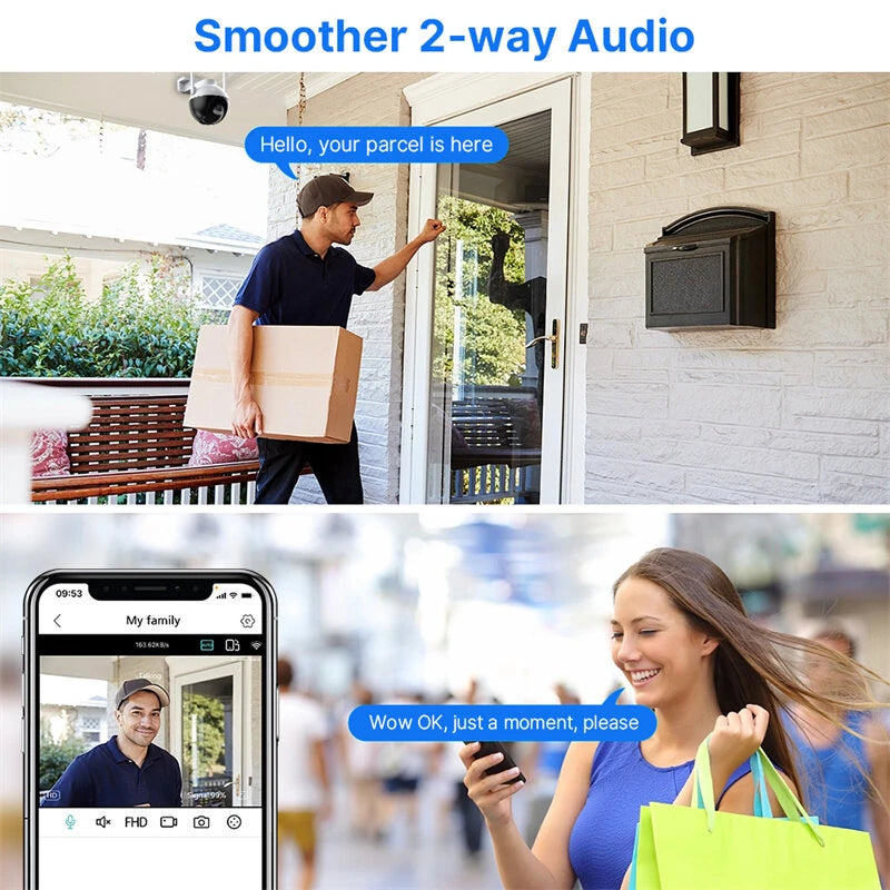 Hiseeu WHD912B 2MP Outdoor Security Camera 1080P HD IP66 Waterproof Color Night Vision AI Human Detection Wireless WiFi Camera ICSEE App