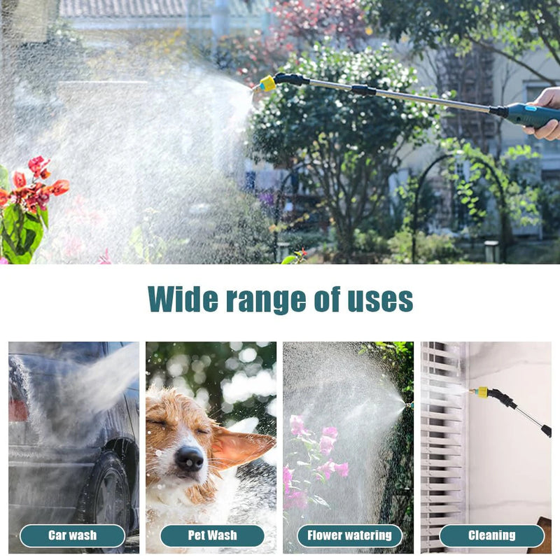 2400mAh Pressure Electric Sprayer with Battery Level Indicator Garden Spray Irrigation Tool USB Rechargeablewith 3 Nozzles for Yard Plant Garden Watering