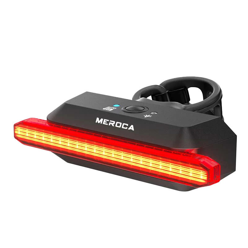 MEROCA Super V Smart Brake Sensing Bike Taillight 500mAh Battery 6 Lighting Modes IPX5 Waterproof Type-C Rechargeable Bicycle Rear Light