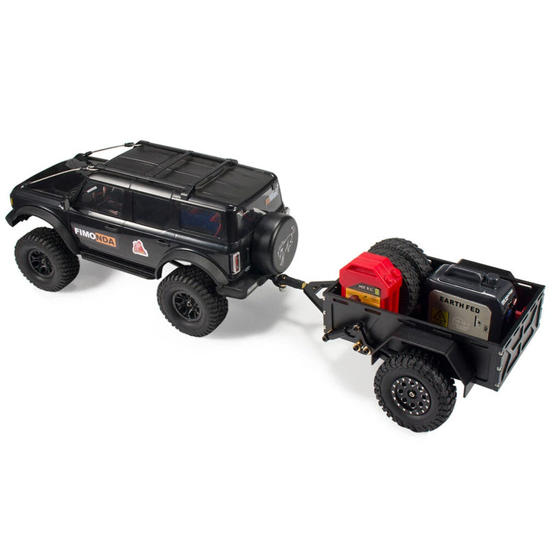 Aluminum RC Rock Crawler Trailer CNC Machined Utility Simulation Parts with Ball Head Hitch Compatible for 1/18 TRX4M SCX24 Redcat Car Vehicles Models Spare Accessories