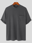 INCERUN Men Solid Color Short Sleeve T-Shirt Round Neck Loose Fit Men's Tee Summer Casual Daily Mens Top