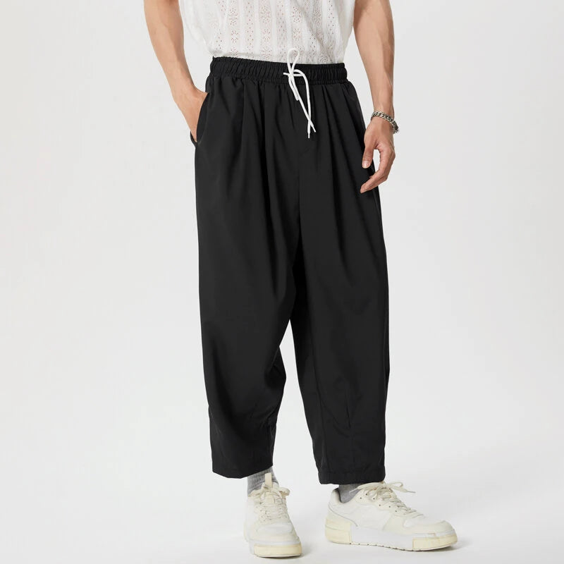 INCERUN Men Pants Retro Casual Wide Leg Cotton Linen Loose Pants Casual Solid Color Men's Pants