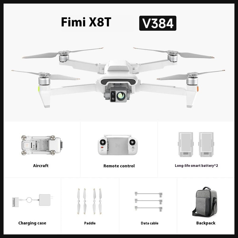 FIMI X8T V384 Roklink 5.0 20KM FPV With 48MP Wide-Angle Tele 18mm Thermal Lens Triple Camera Gimbal AI Super Night Video 47mins Flight Time Foldable RC Drone Quadcopter RTF