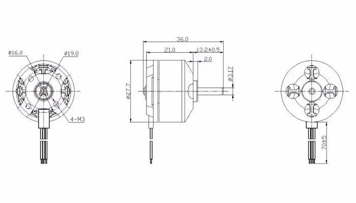 2PCS Racerstar BR2208 1100KV 2-4S Brushless Motor For RC Models