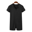 INCERUN Mens Jumpsuit Thin Stretch Comfort Zipper Short Sleeve One-piece Shorts Homewear for Men Large Size S-5XL