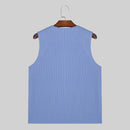 INCERUN Men's Clothing 2 Piece Set Knit Ribbed Round Neck Vest & Trousers Casual Solid Color Set for Daily Wear