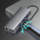 Lenovo ERAZER XC10V 10-in-1 Type-C Docking Station USB Adapter with USB3.0*3 / USB-C PD100W / HD / Gigabit RJ45 / SD&TF Card Reader Slot / 3.5mm Audio for PC Laptop MacBook HUAWEI XIAOMI Plug and Play