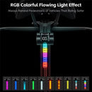 WEST BIKING RGB Colorful Dynamic LED Bicycle Taillight Smart Sensor Brake Digital Power Display Waterproof USB Rechargeable Bike Rear Light for Outdoor Night Safe Cycling