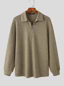 Mens Solid Knit Quarter Zip Long Sleeve Golf Shirt