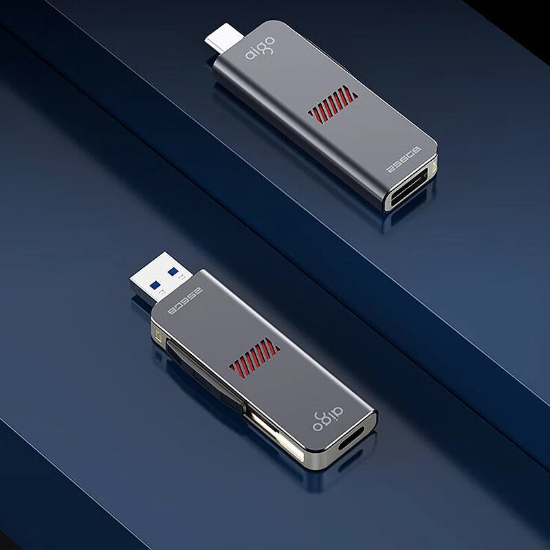 AIGO U357 Type-C & USB Flash Drive 256GB 128GB USB3.2 Gen1 440MB/s High Speed Pendrive for PC Laptop Computer Mobile Phone