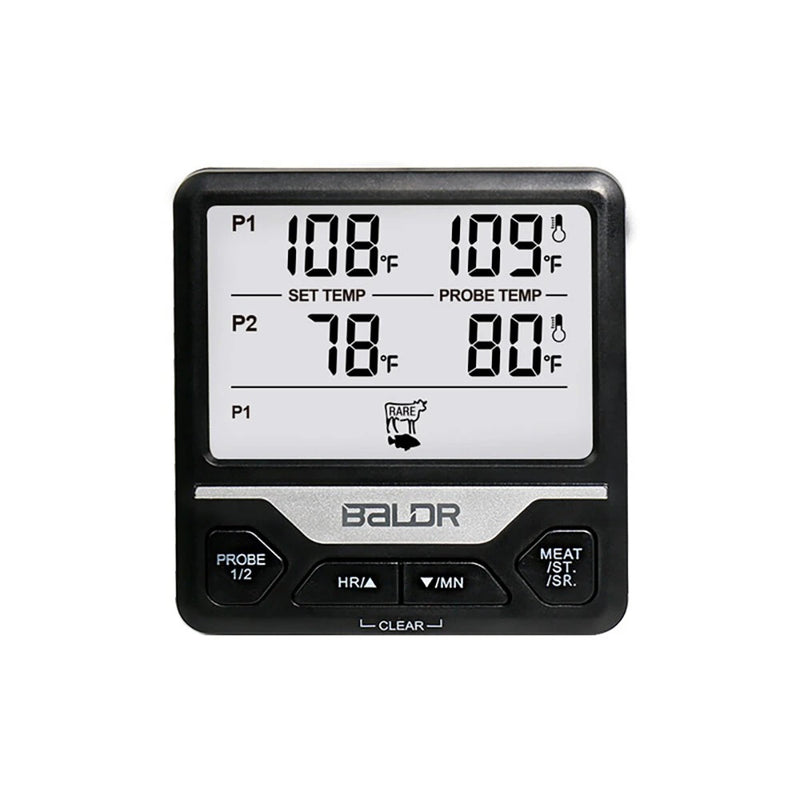 BALDR Split Dual Probe Food Thermometer Large Screen Electronic Food Thermometer Intelligent Split Digital Display Dual Probe Barbecue Fork Temperature Warning