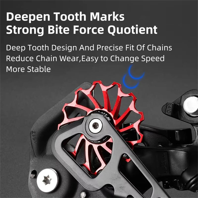 WEST BIKING 3/5 CM Mountain Bicycle Ceramic Rear Dial Guide Wheel 11T 13T Tooth Derailleur Aluminum Alloy Perrin Bearing Tension Wheel