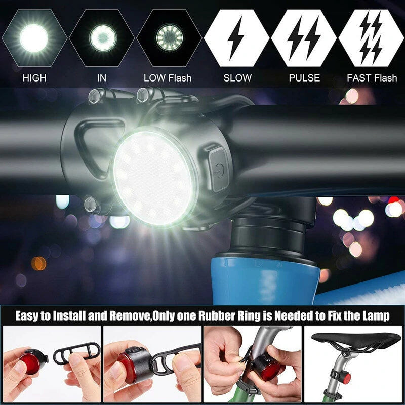 Smart Bike Taillight 12 LED Lamp Beads 6 Light Modes 500mAh Battery Waterproof Bicycle Warning Light for Electric Bike Mountain Bike