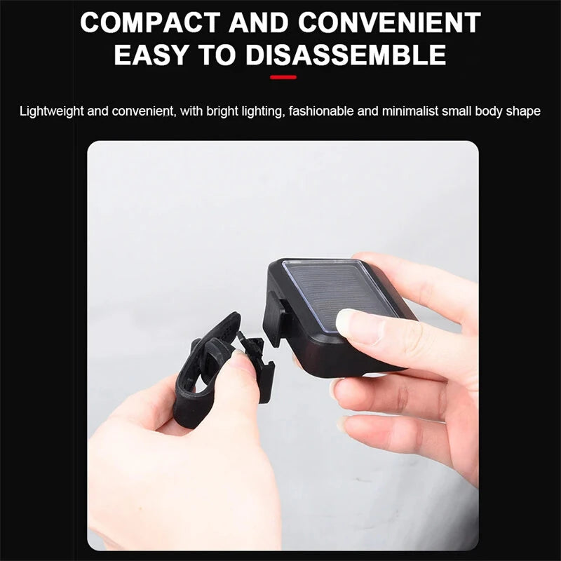 Bikight Solar Bike Taillight 600mAh Battery 6 Light Modes Type-C Solar Charging Waterproof Bicycle Rear Light for MTB Bike Motorcycle Electric Vehicle
