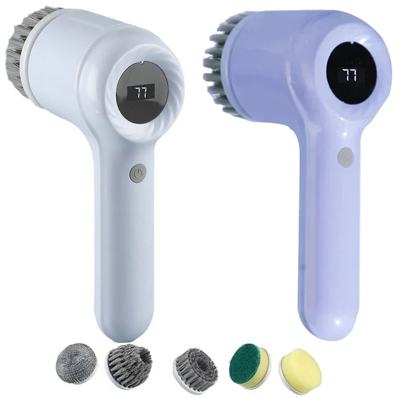 Electric Spin Scrubber Rechargeable Cleaning Brush IPX7 Waterproof 120 Min Work Time with 5 Brush Heads USB Charging for Bathroom Kitchen Basin
