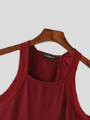 INCERUN Mens High Elastic Solid Color Casual Tank Top