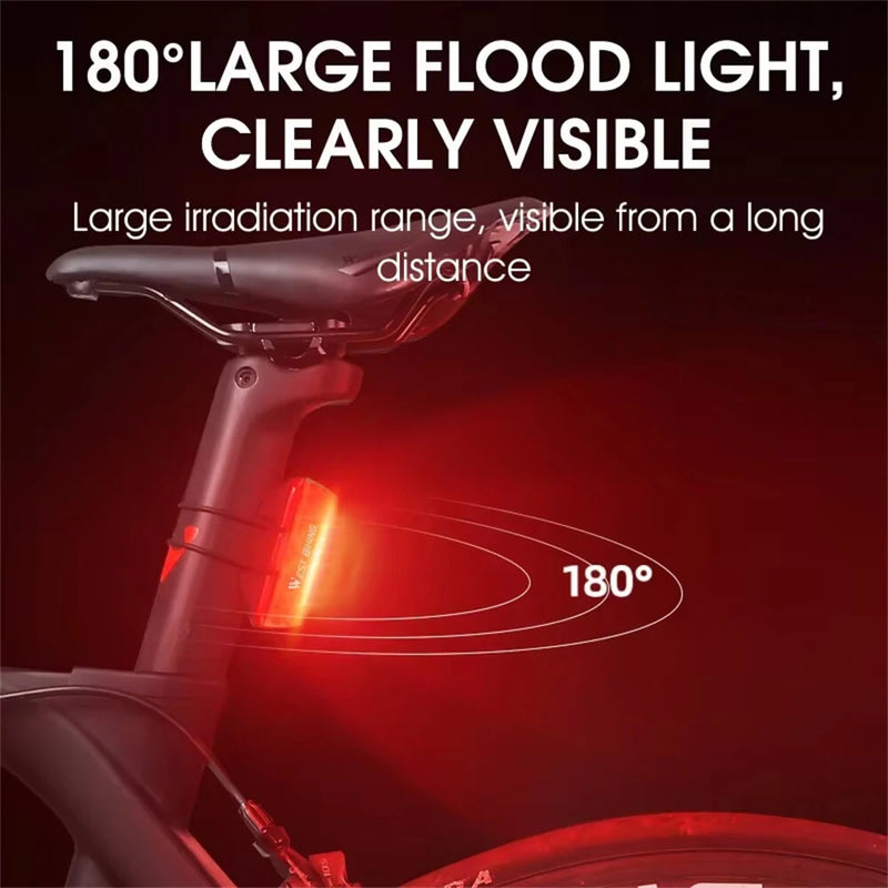 WEST BIKING 100LM Smart Brake Sensing Taillight Waterproof  USB Charging COB LED Bike Rear Light for Outdoor Road MTB Night Riding Safety