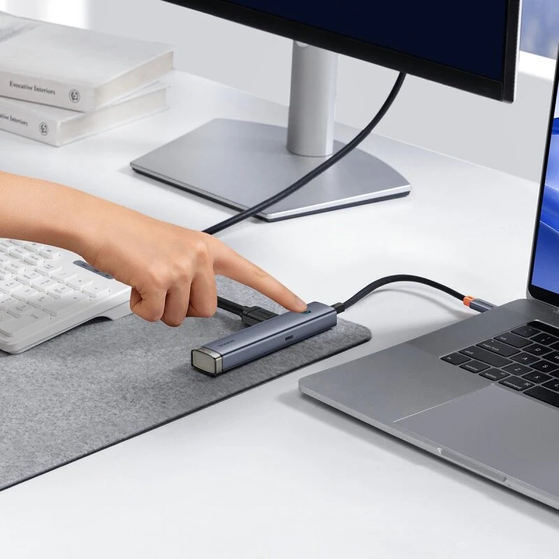 Baseus 6-in-1 Type-C Docking Station USB Adapter with USB-A 3.0*2 / USB-A 2.0 / USB-C 3.0 / PD100W Type-C / HD USB-C Splitter Hubs for iPhone 16 Pro 16 Pro Max MacBook Pro Air HUAWEI XIAOMI PC Laptop