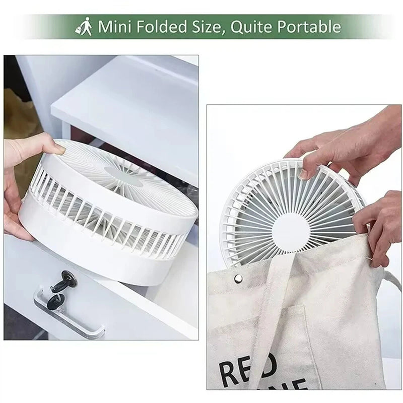 Tevorex 7200mAh Telescopic Folding Fan USB Charging Portable Mini Electric Fan Dormitory Outdoor Cooling Appliances Adjustable Home Fan