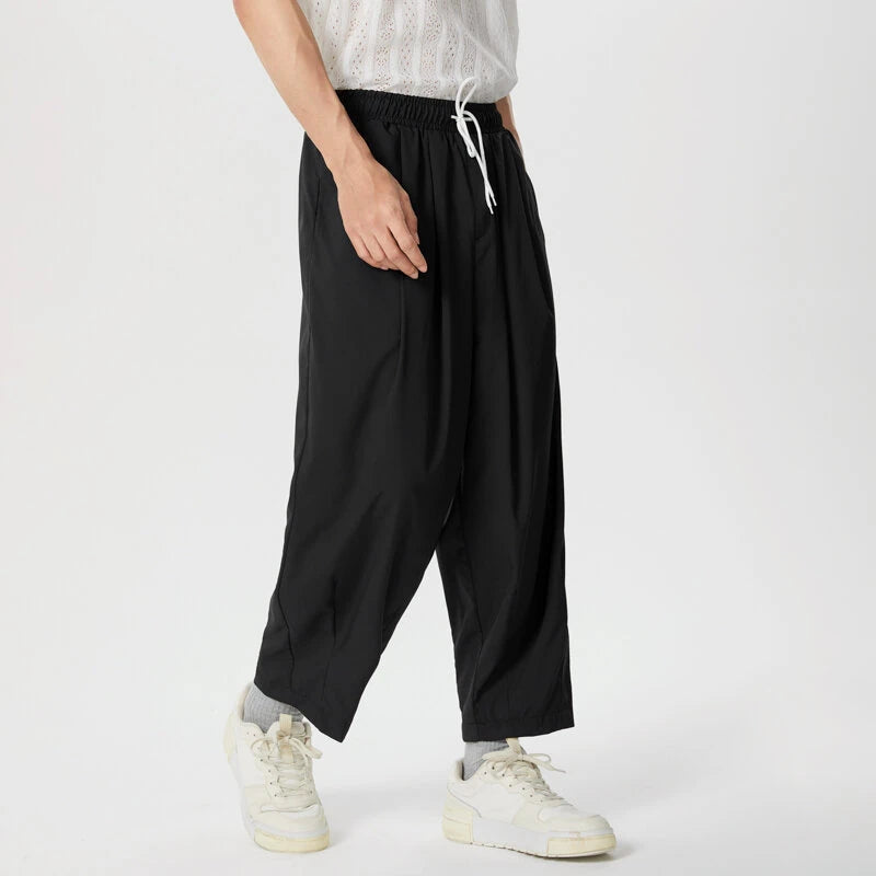 INCERUN Men Pants Retro Casual Wide Leg Cotton Linen Loose Pants Casual Solid Color Men's Pants