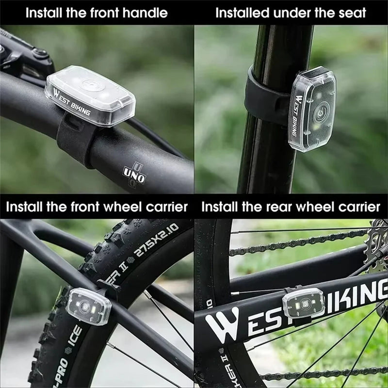 WEST BIKING Mini Portable Bike Taillight 4 Light Modes USB Rechargeable 180 Wide Angle PX5 Waterproof White Red Warning Bicycle Back Light for Cycling Running Hiking