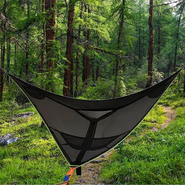 IPRee Portable Triangle Hammock with Storage Bag Outdoor Hanging Bed Anti-Rollover Camping Triangle Bed Double Park Camping Equipment