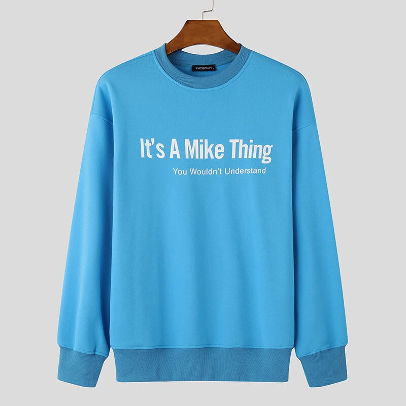 INCERUN Mens Letter Print Long-Sleeve Pullover Fashion Daily Casual Classic Basics Crew Neck Pullover Hoodies for Men Large Size S-5XL