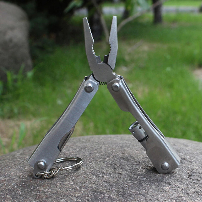 IPRee Labor Saving Mini Multitool Pliers with Led Light Lightweight Folding Pliers Antirust Stainless Steel Outdoor Tools Hiking