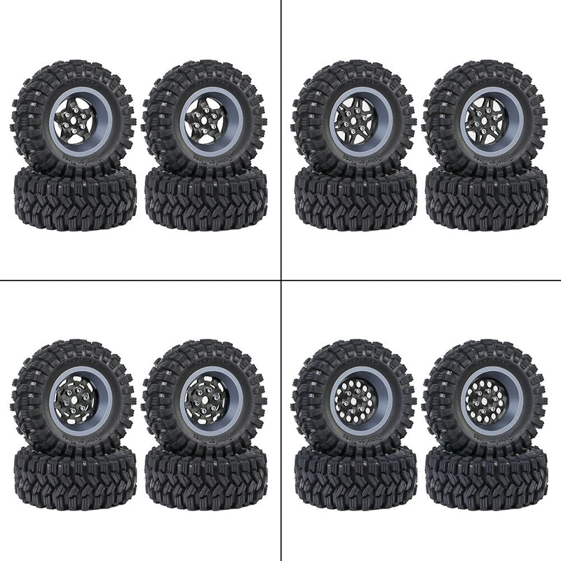 4PCS Upgraded Tires Carbon Fiber Wheel Rims for FMS SCX24 TRX4M 1/18 RC Cars Vehicles Models Spare Parts Accessories
