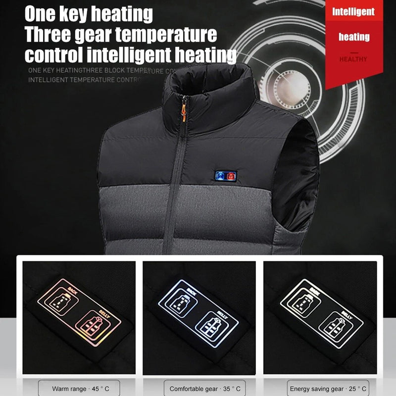 TENGOO HV-11 Unisex 11Heating Area Vest 3-Gears Heated Jackets USB Electric Thermal Clothing Winter Warm Vest Outdoor Heat Coat Clothing