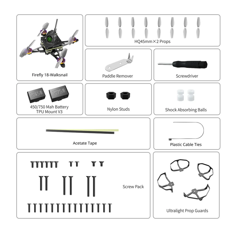 34.9g Flywoo Firefly16 / Firefly18 1S Nano Baby V3 Walksnail Tiny Ultralight RC FPV Racing Drone BNF with GOKU F405 HD 1S 5A ELRS AIO System