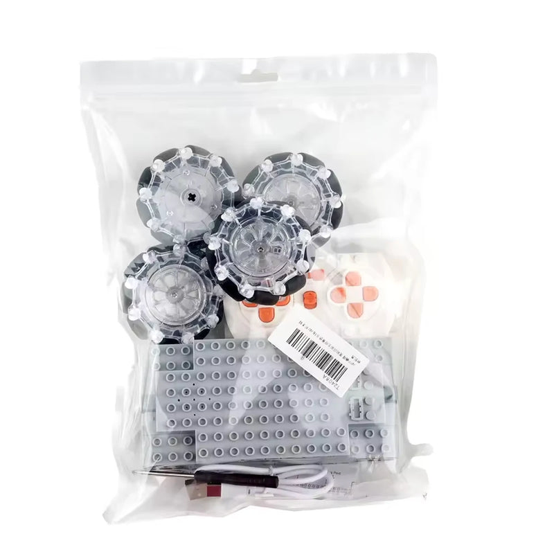 Technical MOC EV3 Mecanum Wheels 4WD Electric Building Block 2.4G APP Remote Control RC Vehicle Universal Omnidirectional Tires Assembly Kit Educational Toys Kids Gift