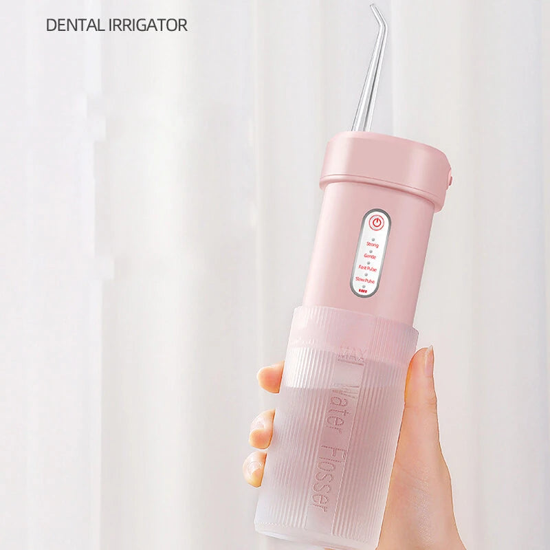 Portable Cordless Water Flosser with 4 Modes & 4 Nozzles Rechargeable  IPX7 Waterproof 200ml Telescopic Water Tank Travel Oral Irrigator