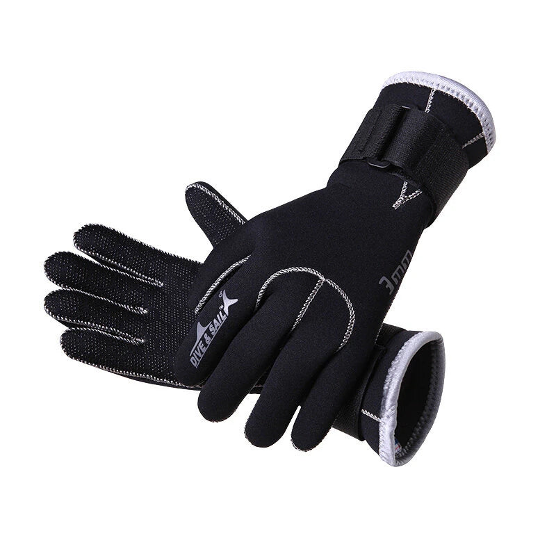 DIVE&SAIL 3mm Black Neoprene Patchwork Diving Gloves Warm Swimming Gloves For Couples Snorkeling Spearfishing Hunting Diving