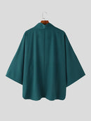 INCERUN Mens Shirt Simple Silky Stacked Collar Shirt Fashion Loose Fit Summer Half Long Sleeve Tops Men