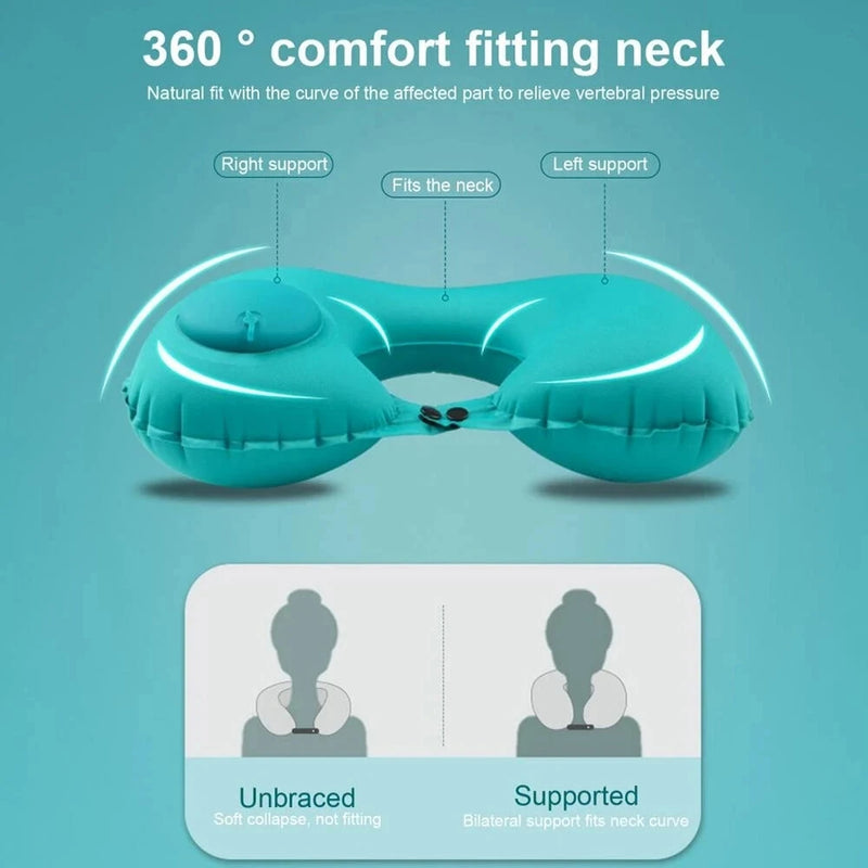U-Shaped Travel Pillow Press Inflatable Pillow Neck Portable Foldable Outdoor Travel Car Aircraft Inflatable Ring Neck Pillow