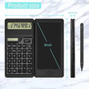 Basic Calculator Notepad with 6 Inch LCD Writing Tablet Portable Foldable Scientific Calculator Mute Solar/Dual Battery Powered for High School College Office
