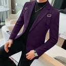 INCERUN Mens Solid Color Casual Long-Sleeve Blazer Fashion Slim Fit Business Men's Suit for Spring Fall